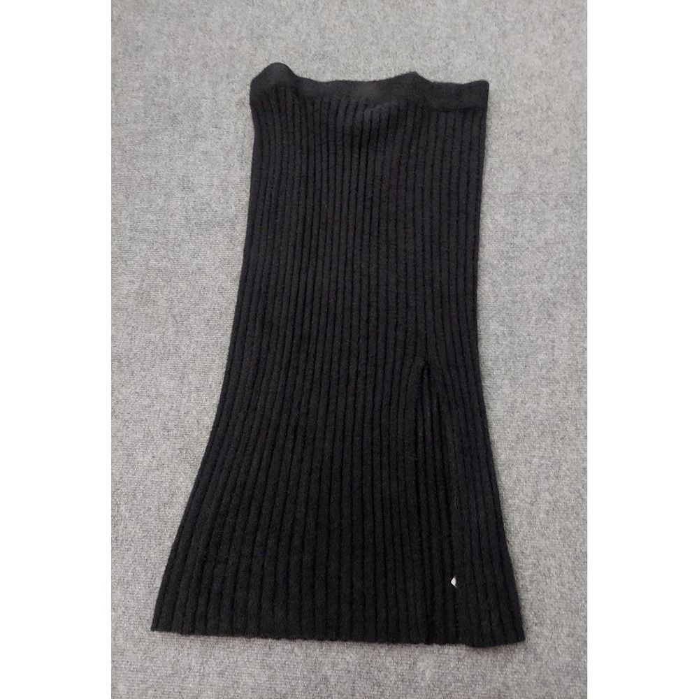 Aerie Sweater Skirt Womens XL Black Ribbed Knit Soft Midi Slit Stretch Soft Cozy